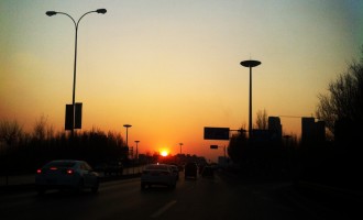路上的风景，夕阳西下